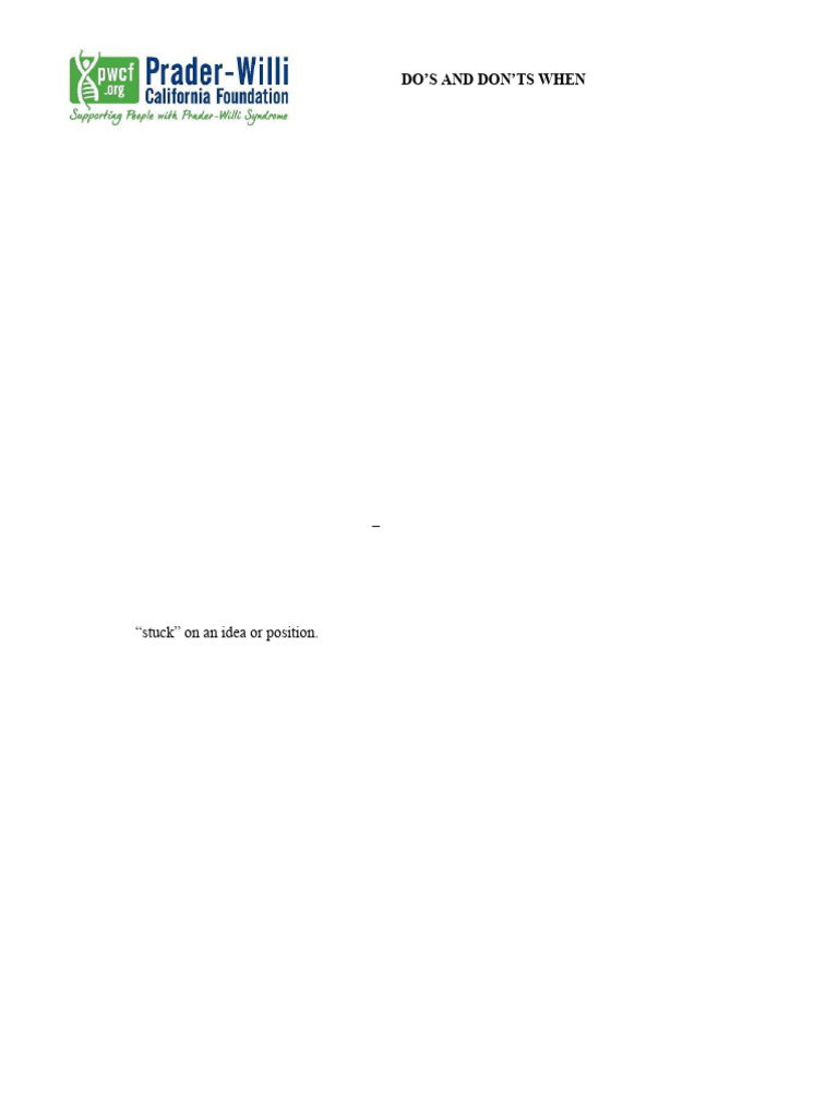 Prader-Willi Syndrome Care Guidelines | PDF | Behavioural Sciences ...