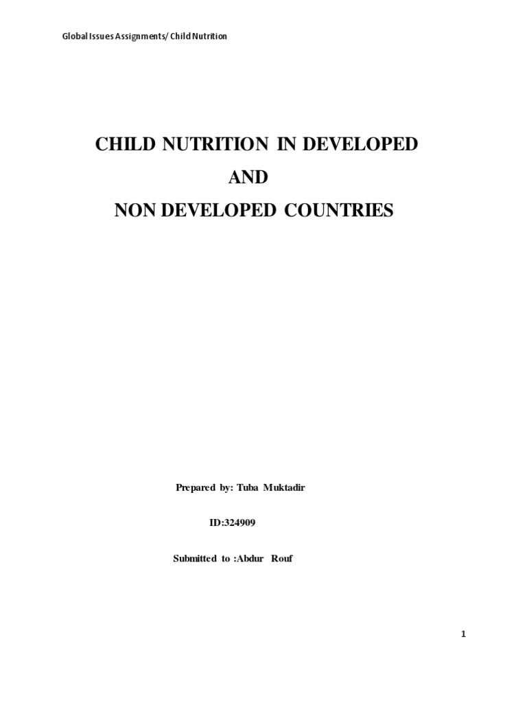 Child Nutrition in Developed AND Non Developed Countries | PDF | Wic ...