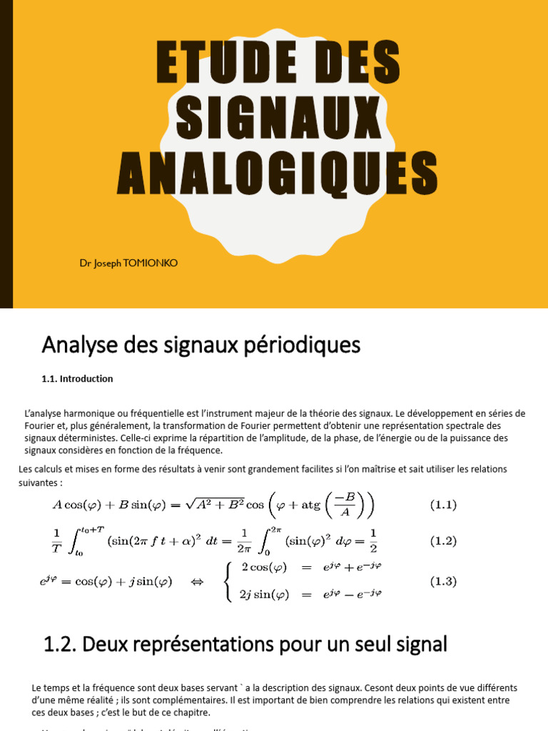 Analyse des Signaux Analogiques et Fourier | PDF | Fréquence ...