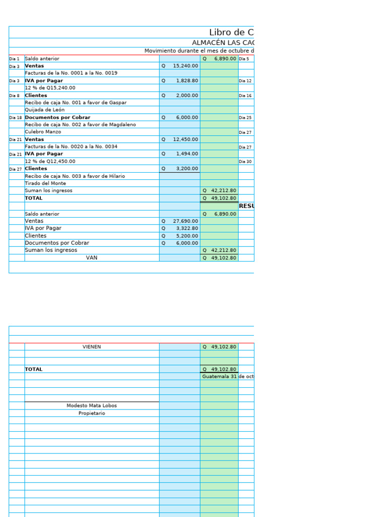 Ejemplo de Libro de Caja Contable | PDF | Servicios financieros | Bancario