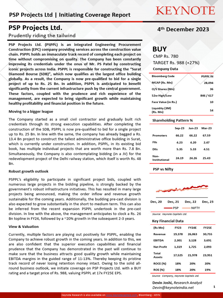 PSP Projects Ltd: Growth & Investment Outlook | PDF