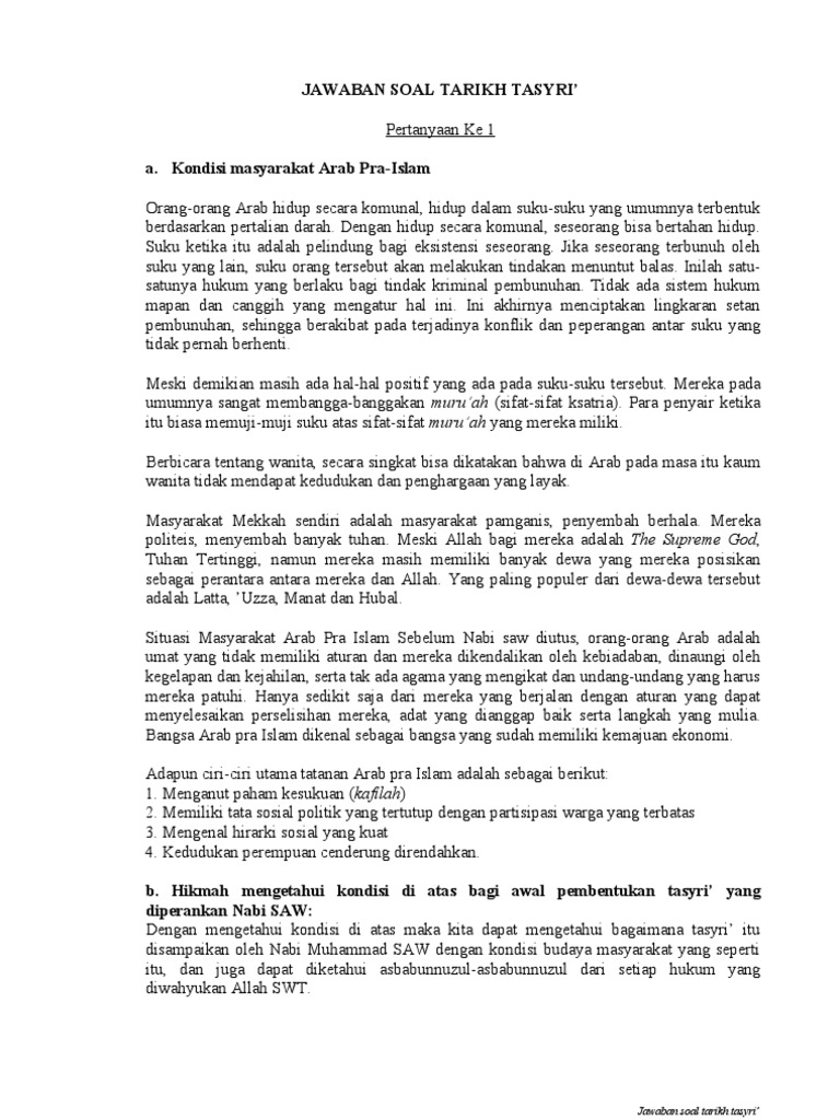Jawaban Soal Tarikh Tasyri Pdf