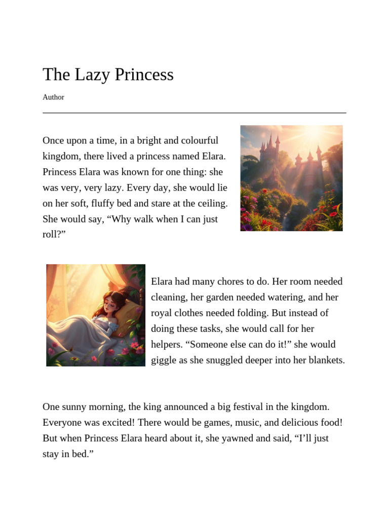 The Lazy Princess's Awakening | PDF