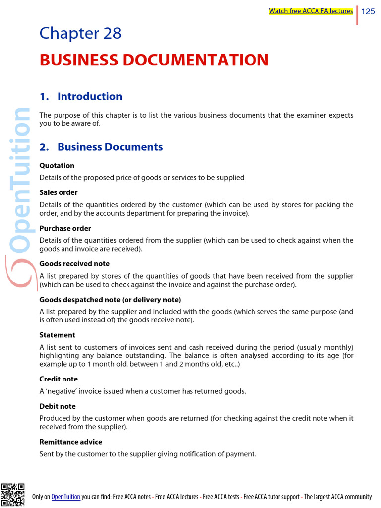Overview of Business Documentation | PDF