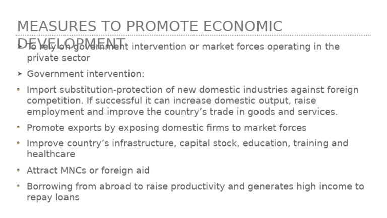 Measures To Promote Economic Development | PDF