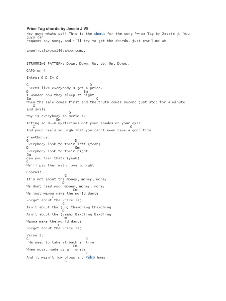 Price Tag Chords by Jessie J V9 PDF Song Structure Musical