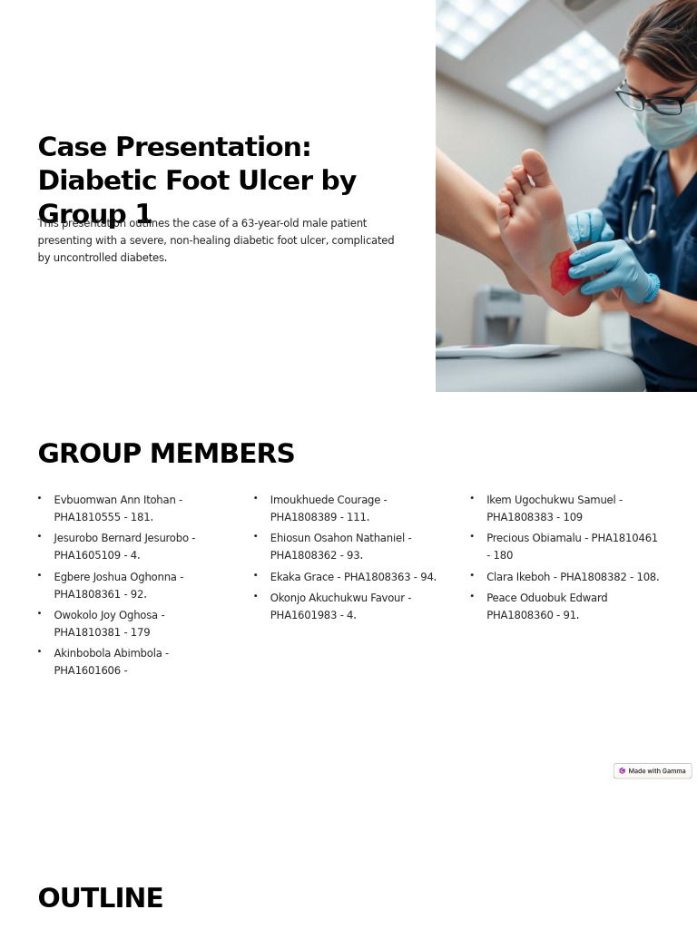 Group 1 Diabetic Foot Ulcer | PDF | Diabetes Management | Diabetes