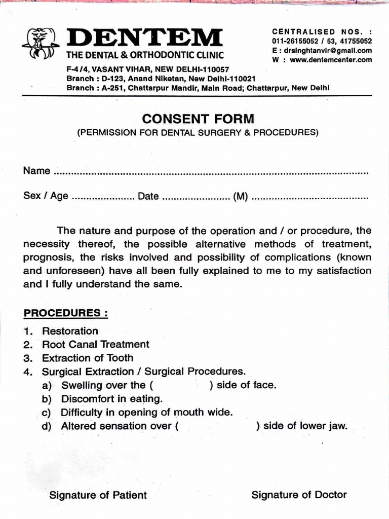 Dental Surgery Consent Form | PDF