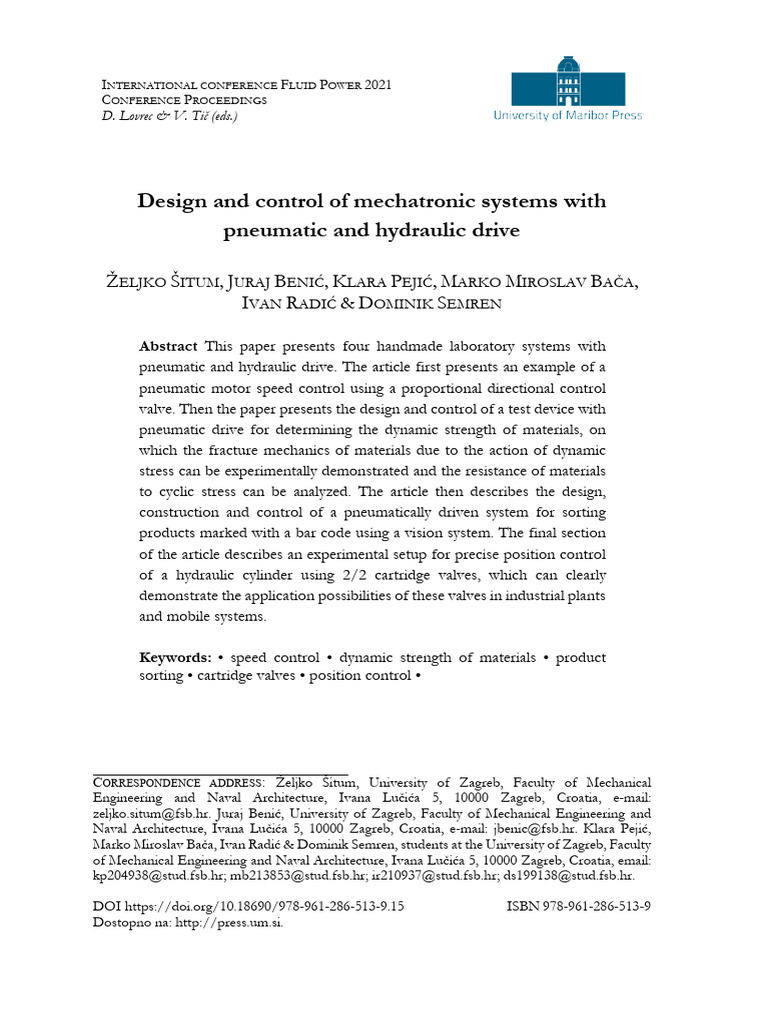 Design and Control of Mechatronic System | PDF | Valve | Actuator