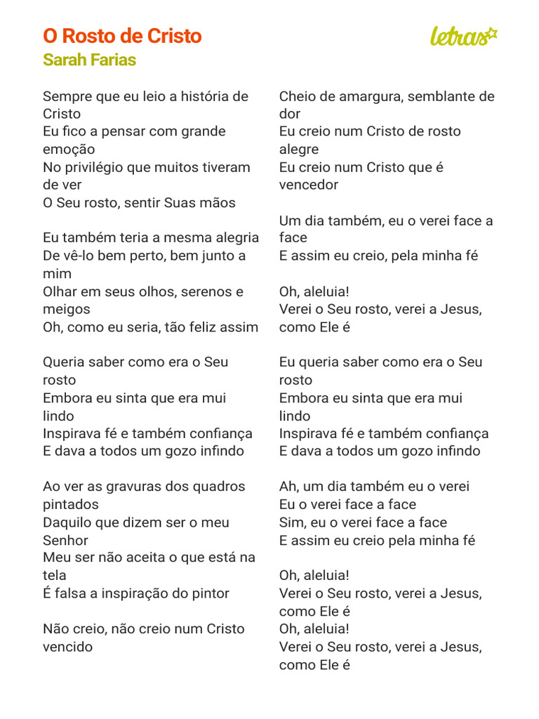 O Rosto de Cristo - Sarah Farias | PDF