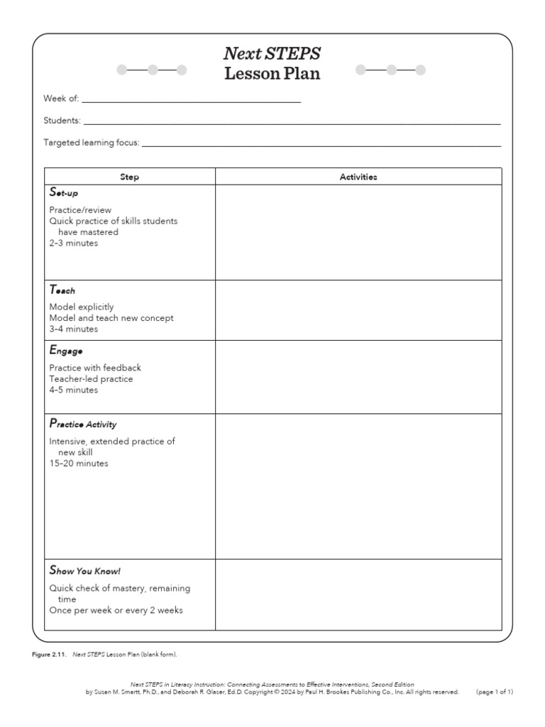 2.11 Next Steps Lesson Plan Form | PDF