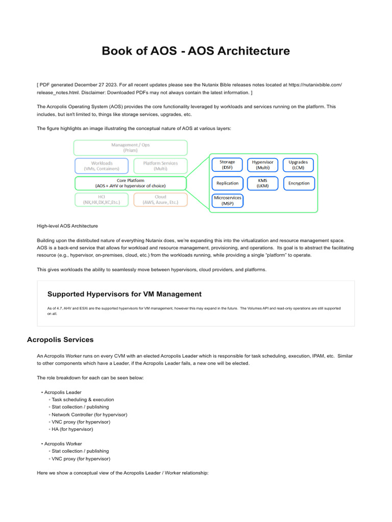 Nutanix AOS Architecture Overview | PDF | Computer Cluster | Virtual ...