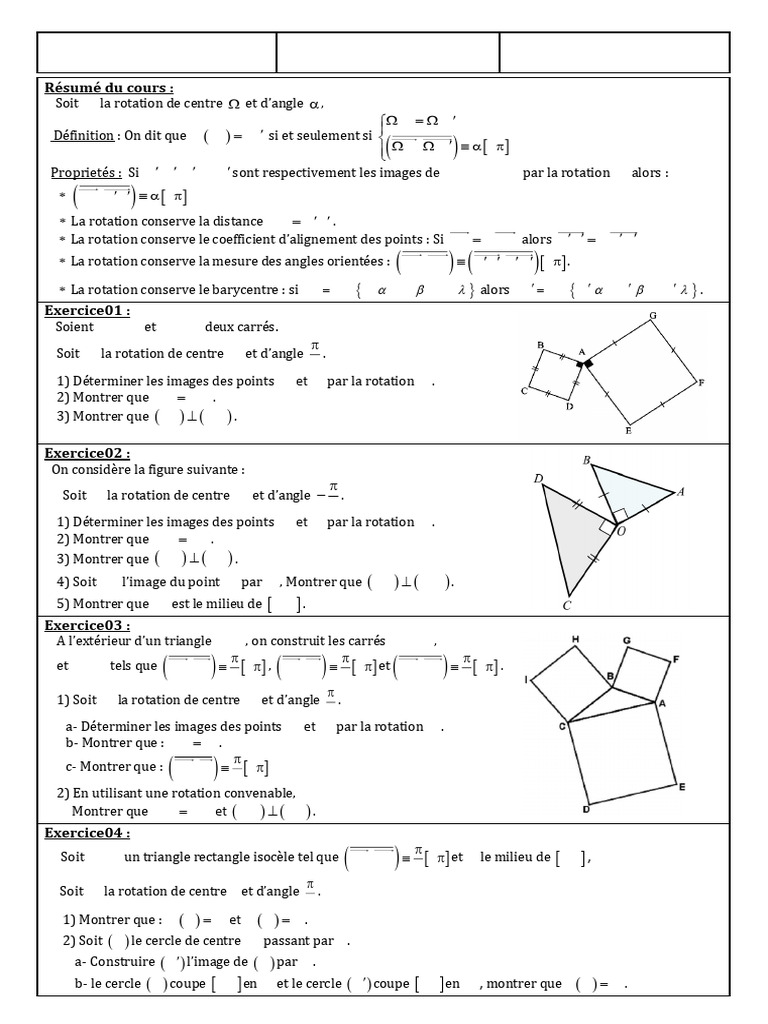 Rotation en géométrie: propriétés et exercices | PDF | Triangle | Euclide