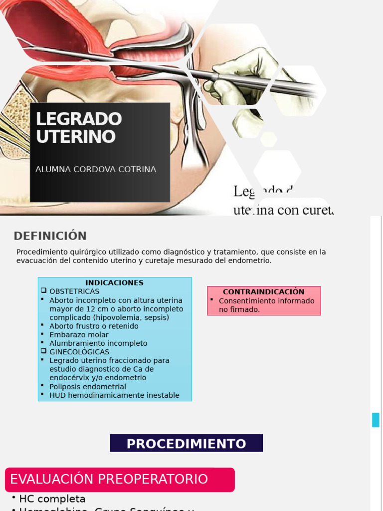 Legrado Uterino: Procedimiento y Complicaciones | PDF | Enfermedades y ...