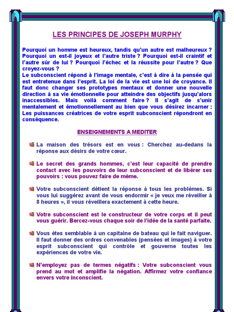 Les Meilleures Prières De Joseph Murphy Pdf Joseph Murphy | PDF