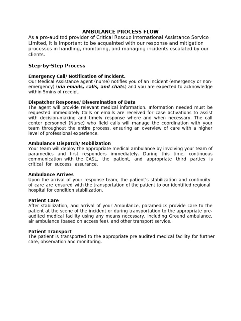 Ambulance Response Process Overview | PDF