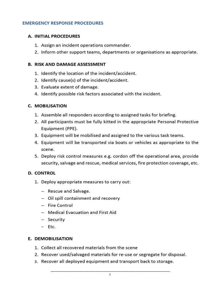 Emergency Response Procedures Guide | PDF | Marine Salvage | Waste