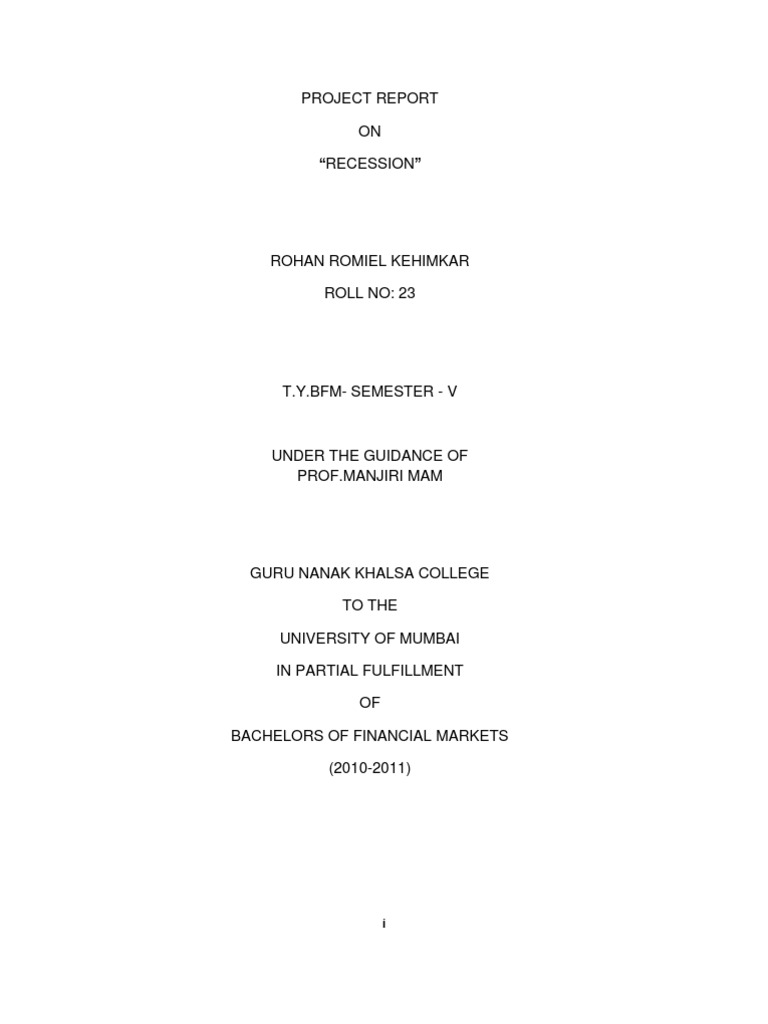 Project Report on Recession Analysis | PDF