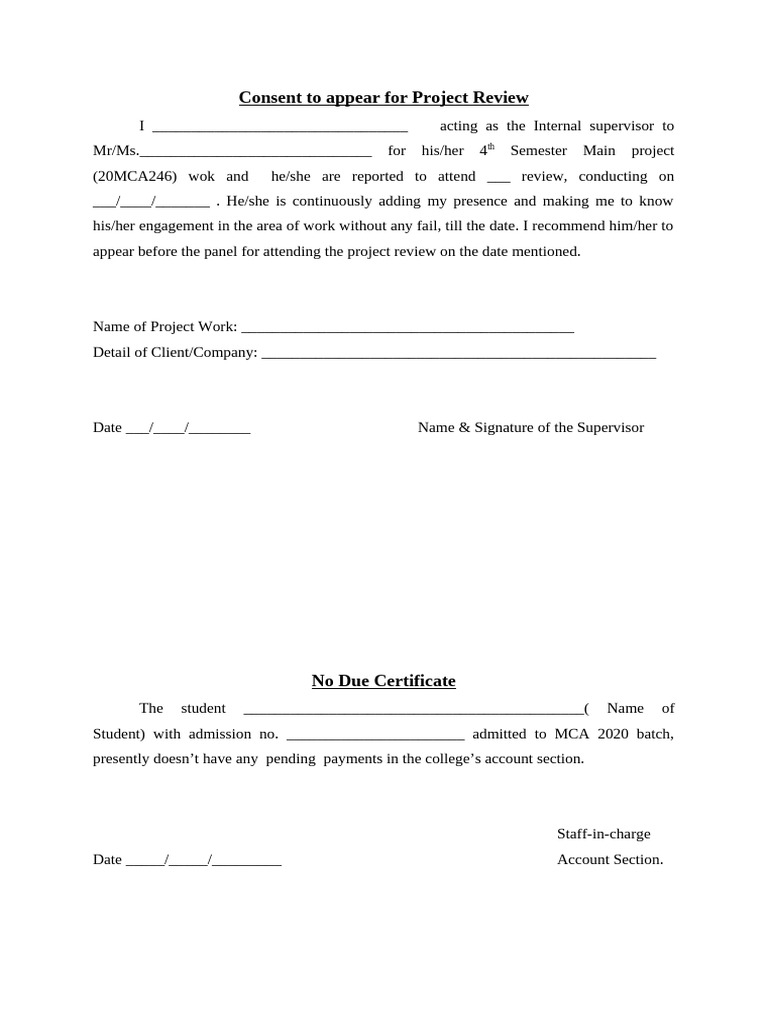 Consent Form and No Due | PDF