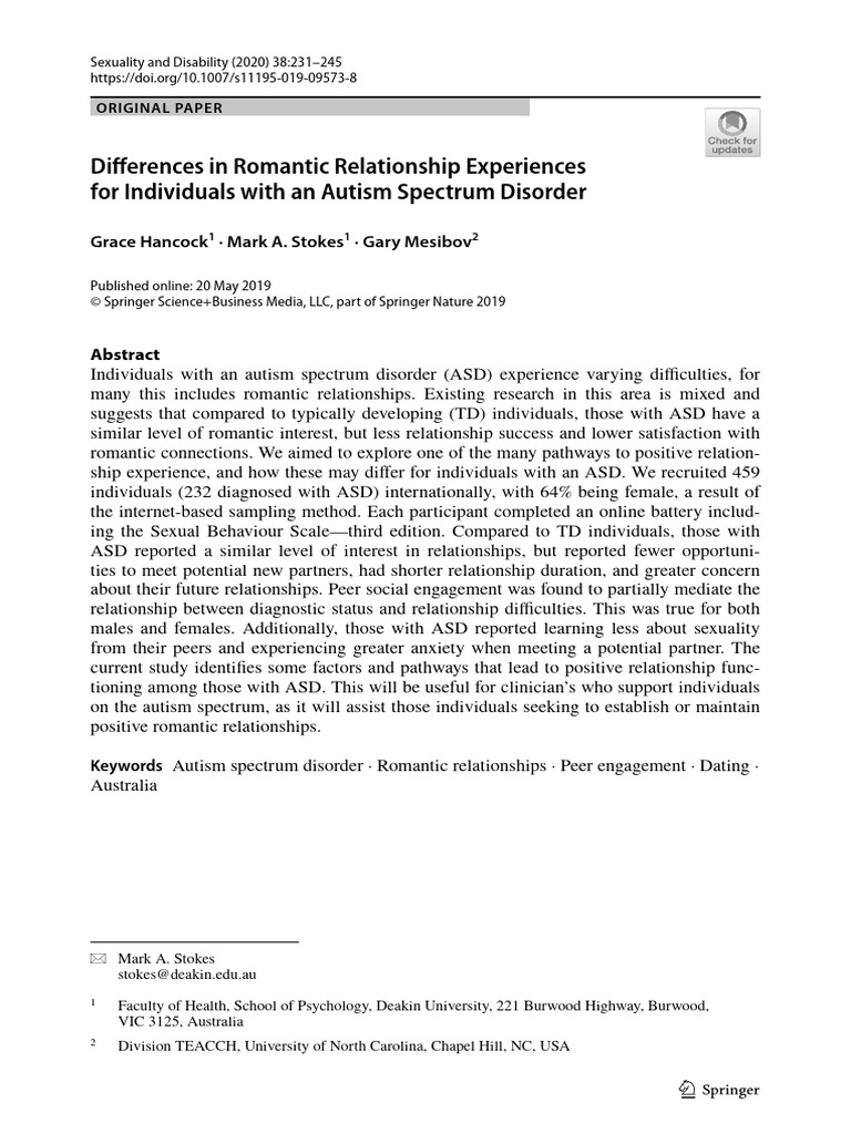 Diferences in Romantic Relationship Experiences | PDF | Autism | Mental ...