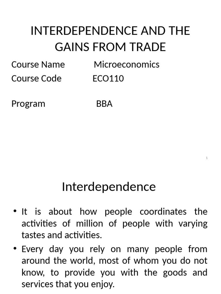 Interdependence and Trade Gains Explained | PDF | Comparative Advantage ...