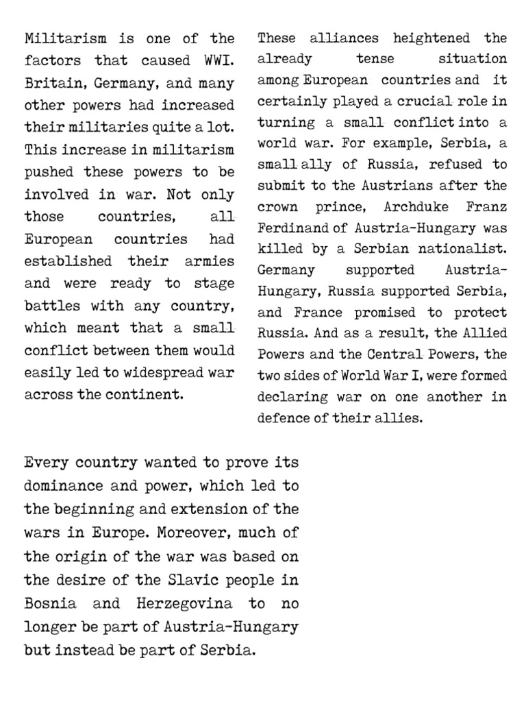 Main Causes of WW1 (To Print) | PDF | Austria Hungary | World War I
