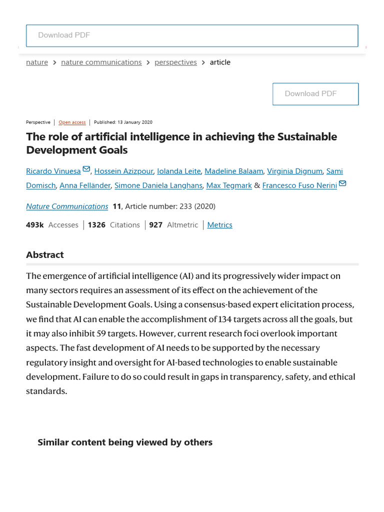 AI's Impact on Sustainable Development Goals | PDF | Artificial ...