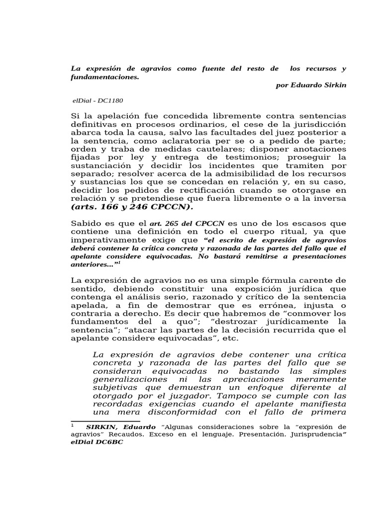 Importancia de la Expresión de Agravios | PDF | Apelación | Caso de ley