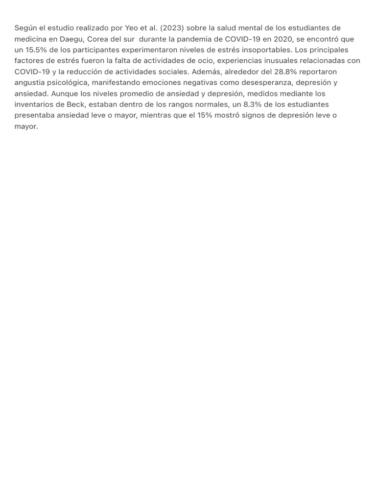 Estrés y salud mental en estudiantes de medicina | PDF