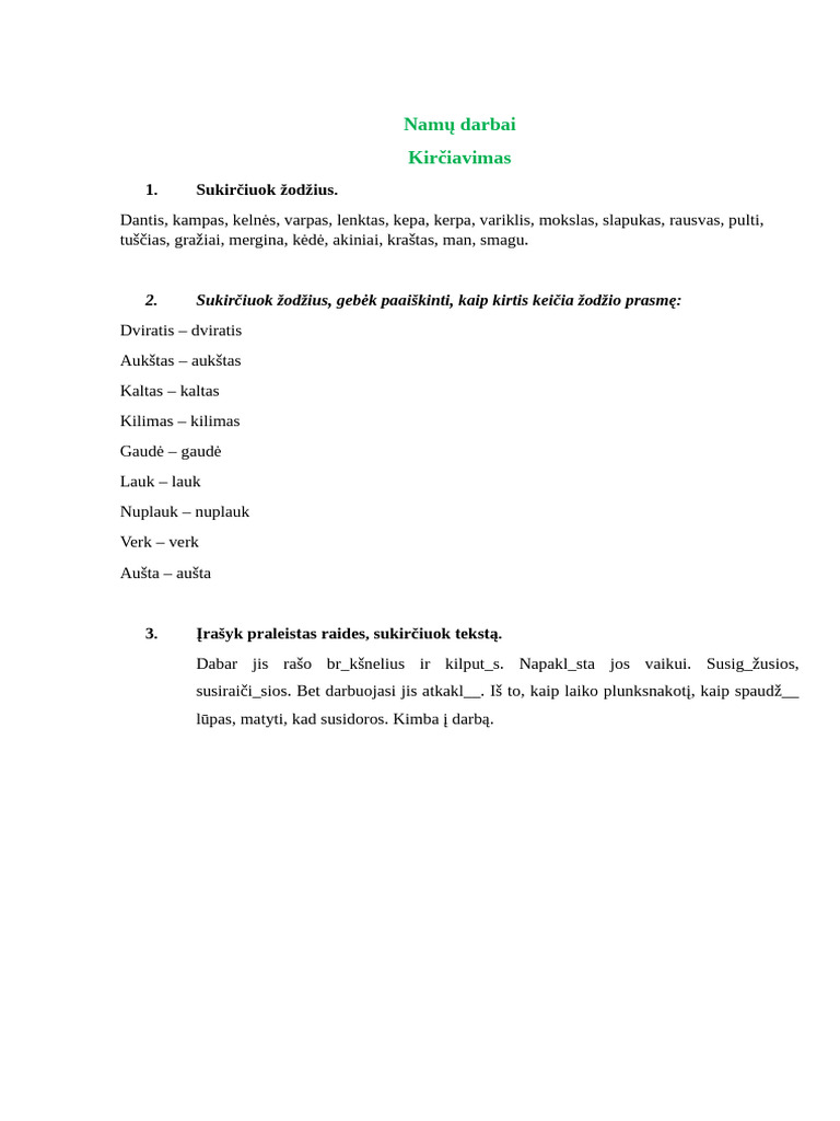 Kirciavimo Pratybos ND 7c | PDF