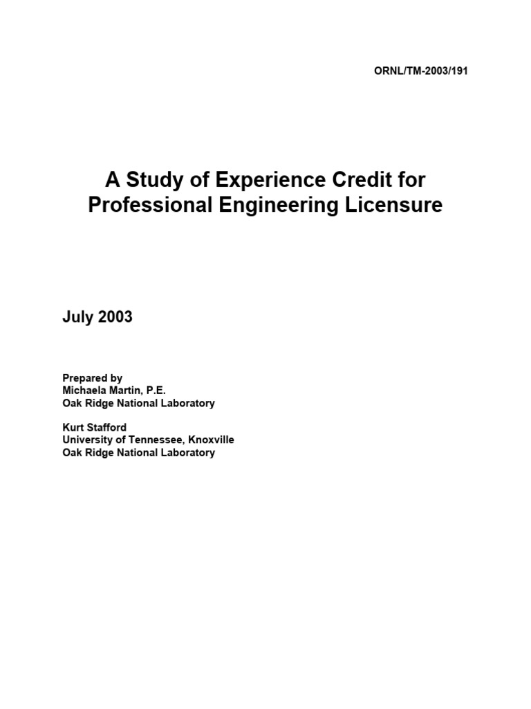 Experience Credit for Engineering Licensure | PDF | Engineer | Academic ...