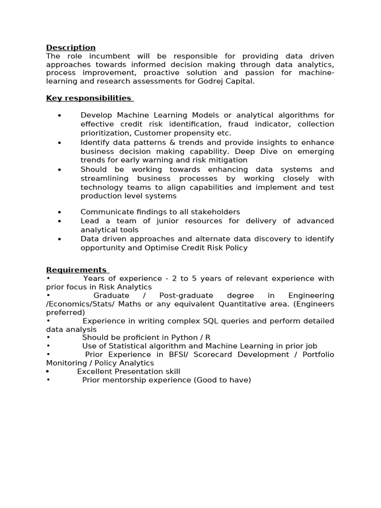 Data Analyst Role in Risk Analytics | PDF
