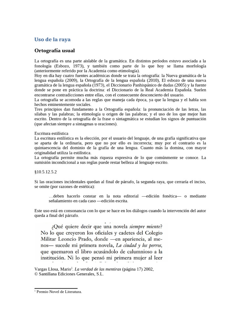 Uso correcto de la raya ortográfica | PDF | Ortografía | Lengua española