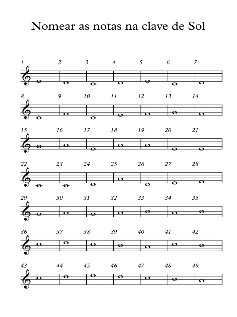 Nomear As Notas Na Clave de Sol02 - Partitura Completa | PDF