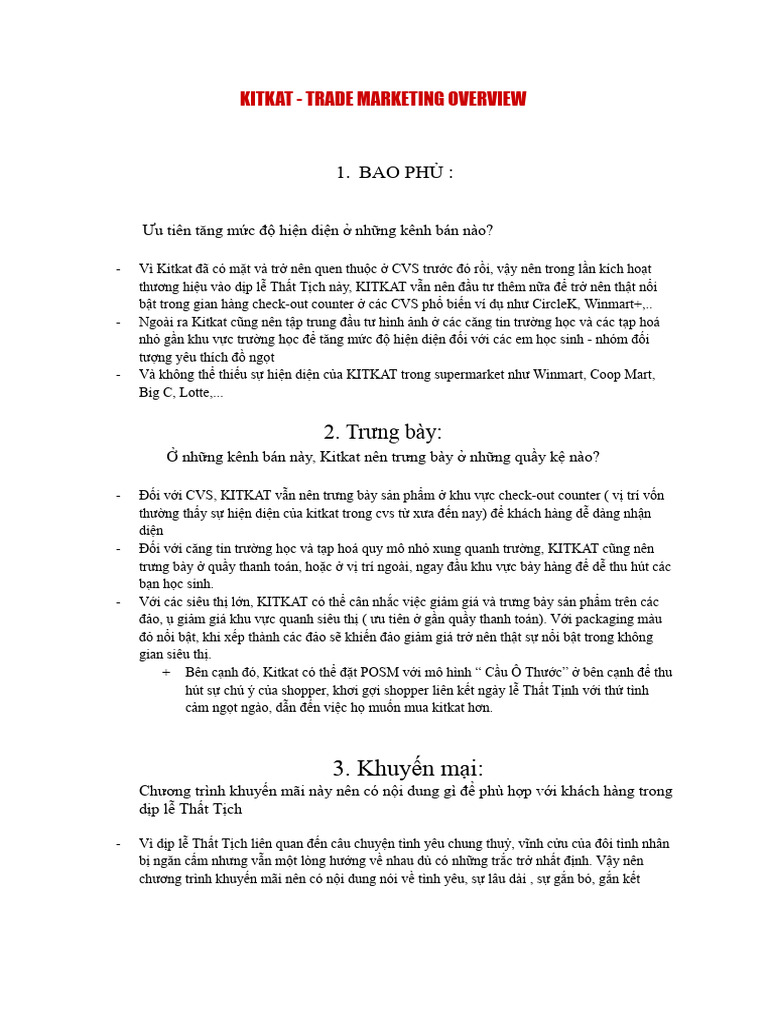 Kitkat - Trade Marketing Overview: 2. Trưng Bày | PDF