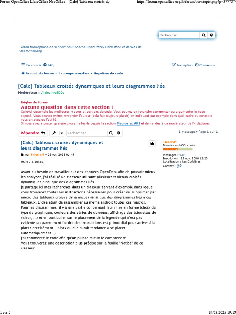 Forum OpenOffice LibreOffice NeoOffice - (Calc) Tableaux Croisés ...