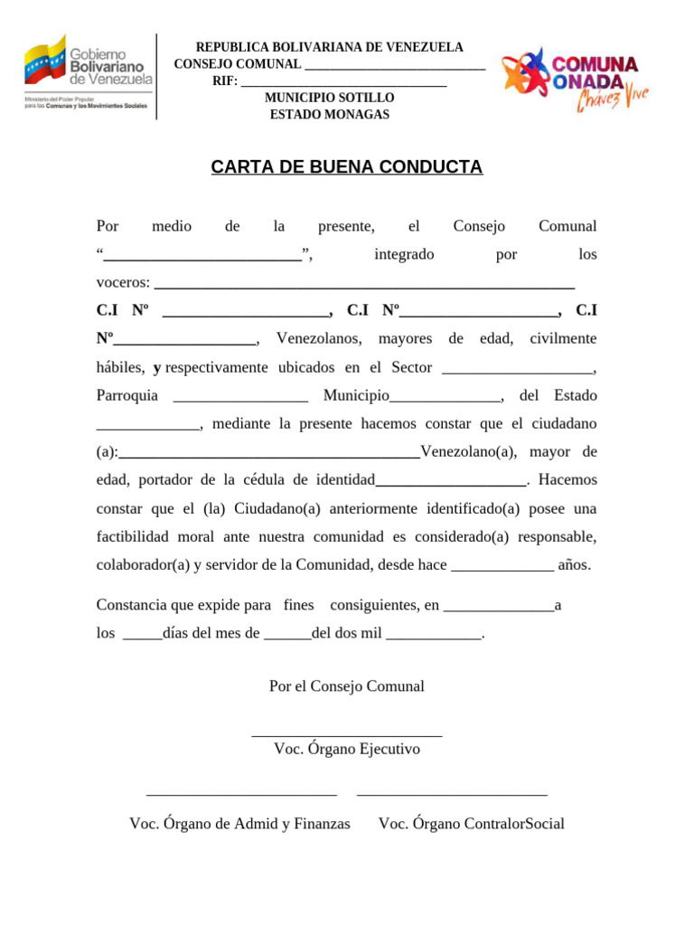 Modelo de Carta de Buena Conducta | PDF