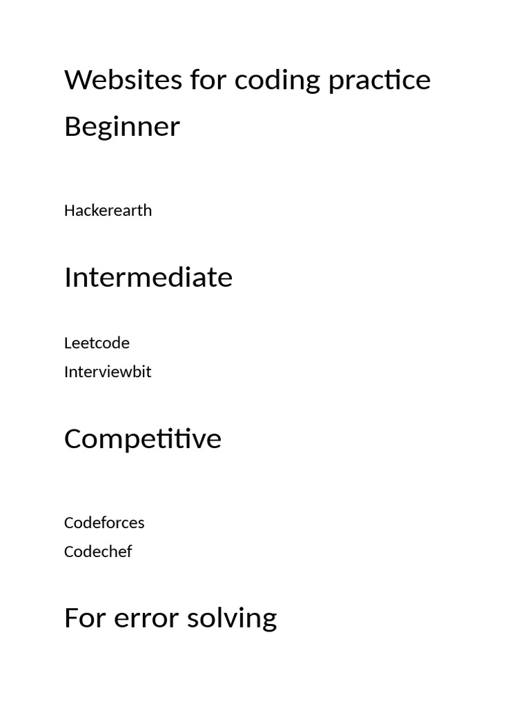 Websites For Coding Practice | PDF