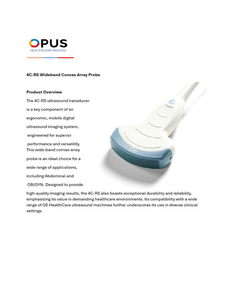 4C-RS Wideband Convex Probe Overview | PDF