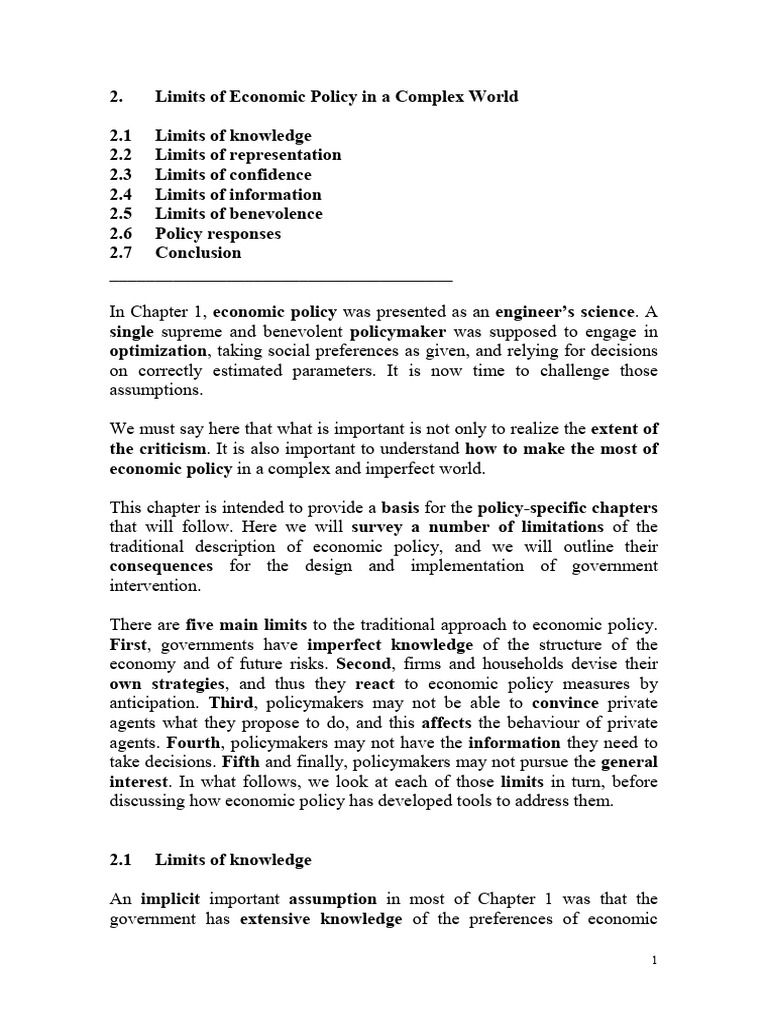 Economic Policy Limits in Complexity | PDF | Rational Expectations | Risk