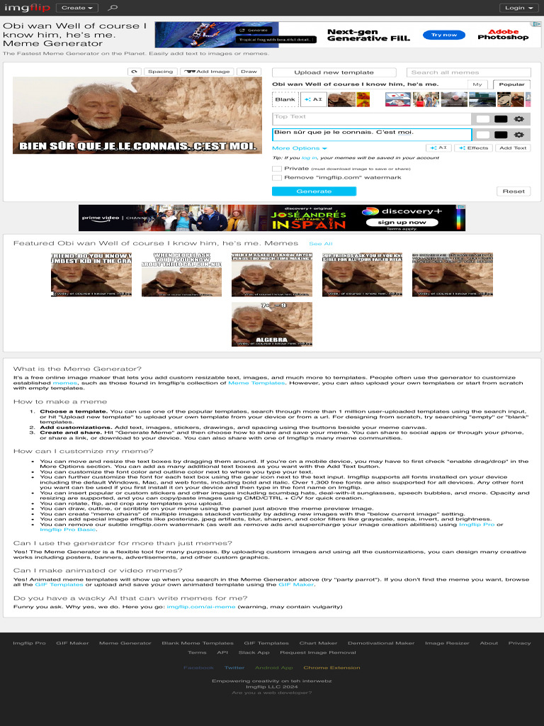 Obi Wan Well of Course I Know Him, He's Me. Meme Generator - Imgflip ...