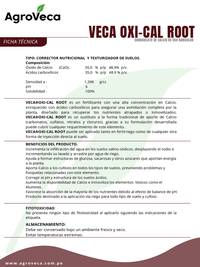 FT Veca Oxical Root Perú | PDF | Calcio | Sustancias químicas