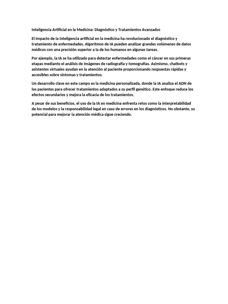 Inteligencia Artificial en La Medicina Diagnóstico y Tratamientos ...