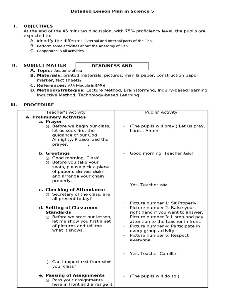 CAMILLE CALAGO Detailed Lesson Plan in Science 5 | PDF | Tropical ...