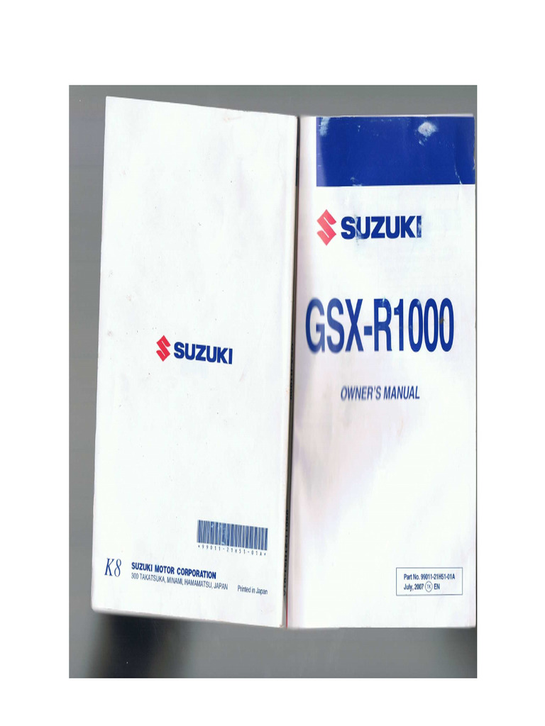 2008 Suzuki GSXR 1000 K8-Owners Manual | PDF
