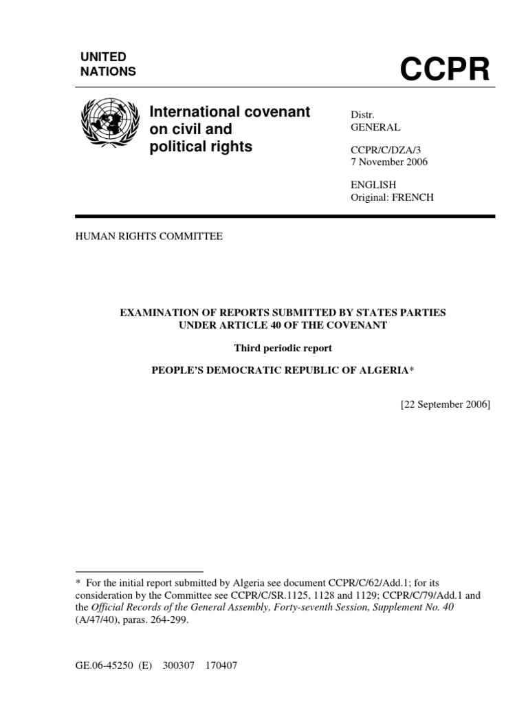 Algeria's Third Periodic Human Rights Report | PDF | Human Rights ...