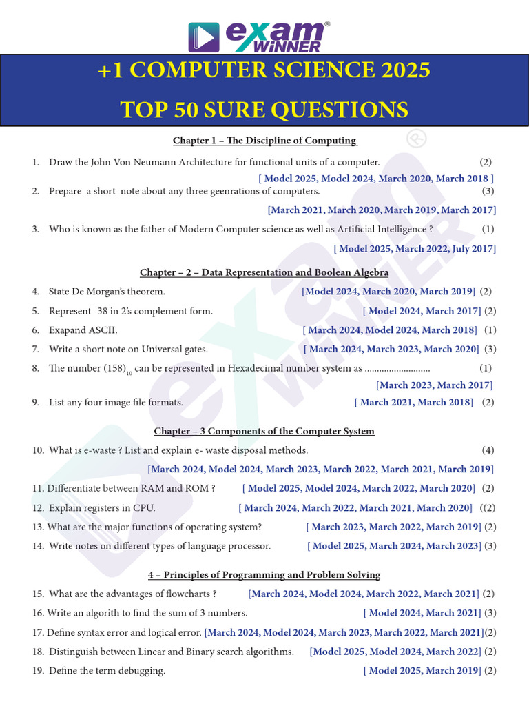 Top 50 Computer Science Questions 2025 | PDF | C++ | Time Complexity