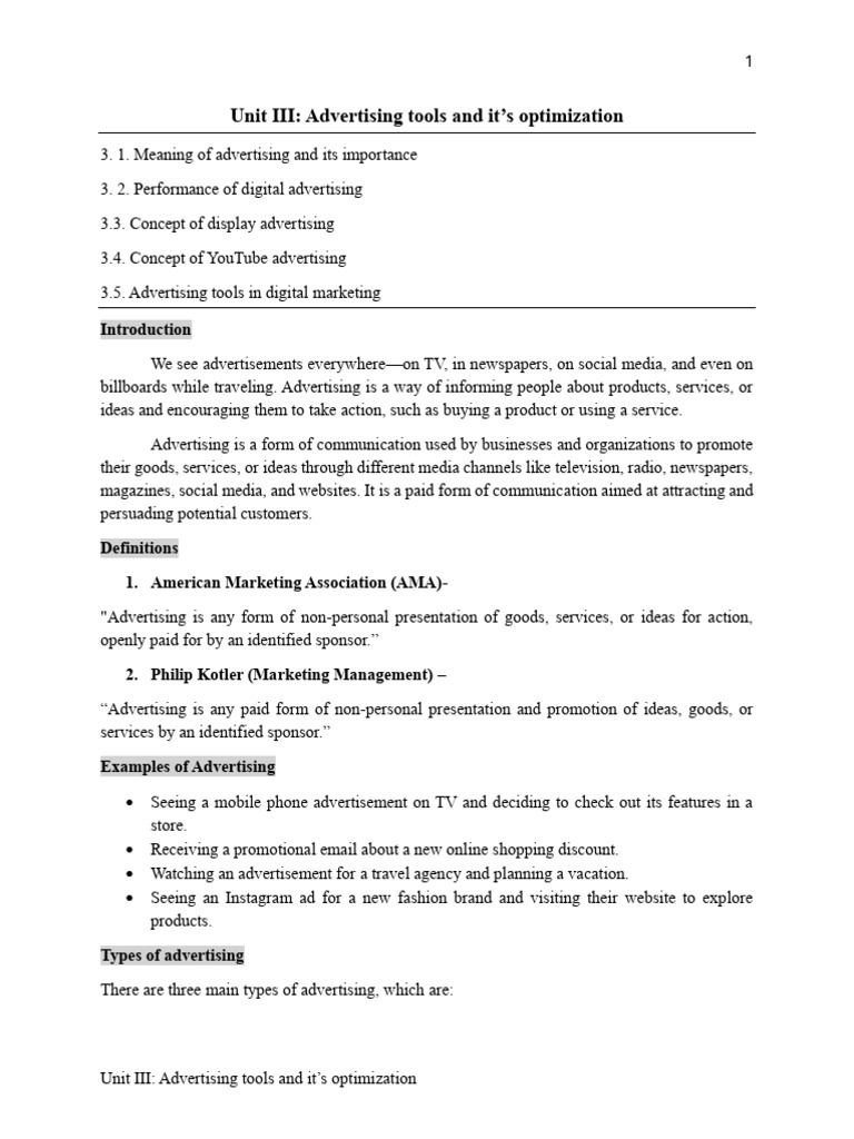 Advertising Tools in Digital Marketing | PDF | Advertising | Digital ...