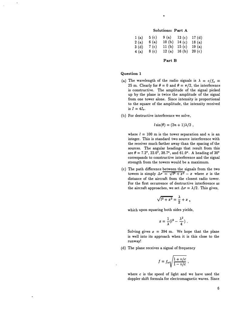 Physics Solutions: Interference & Forces | PDF | Force | Frequency