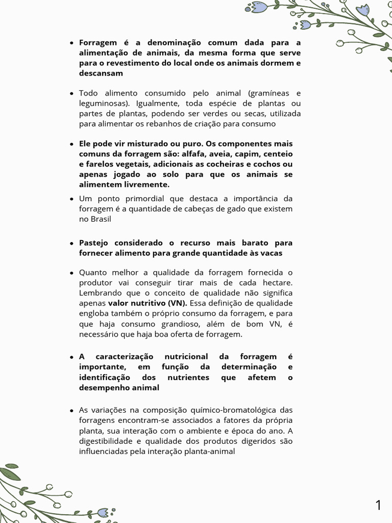 Importância da Forragem na Nutrição Animal | PDF